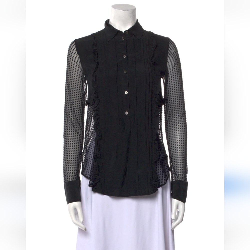 Marissa Webb Black Ruffle Blouse Size Small